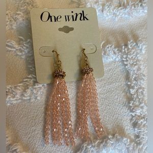 One Wink Pink Crystal Tassel Earrings
